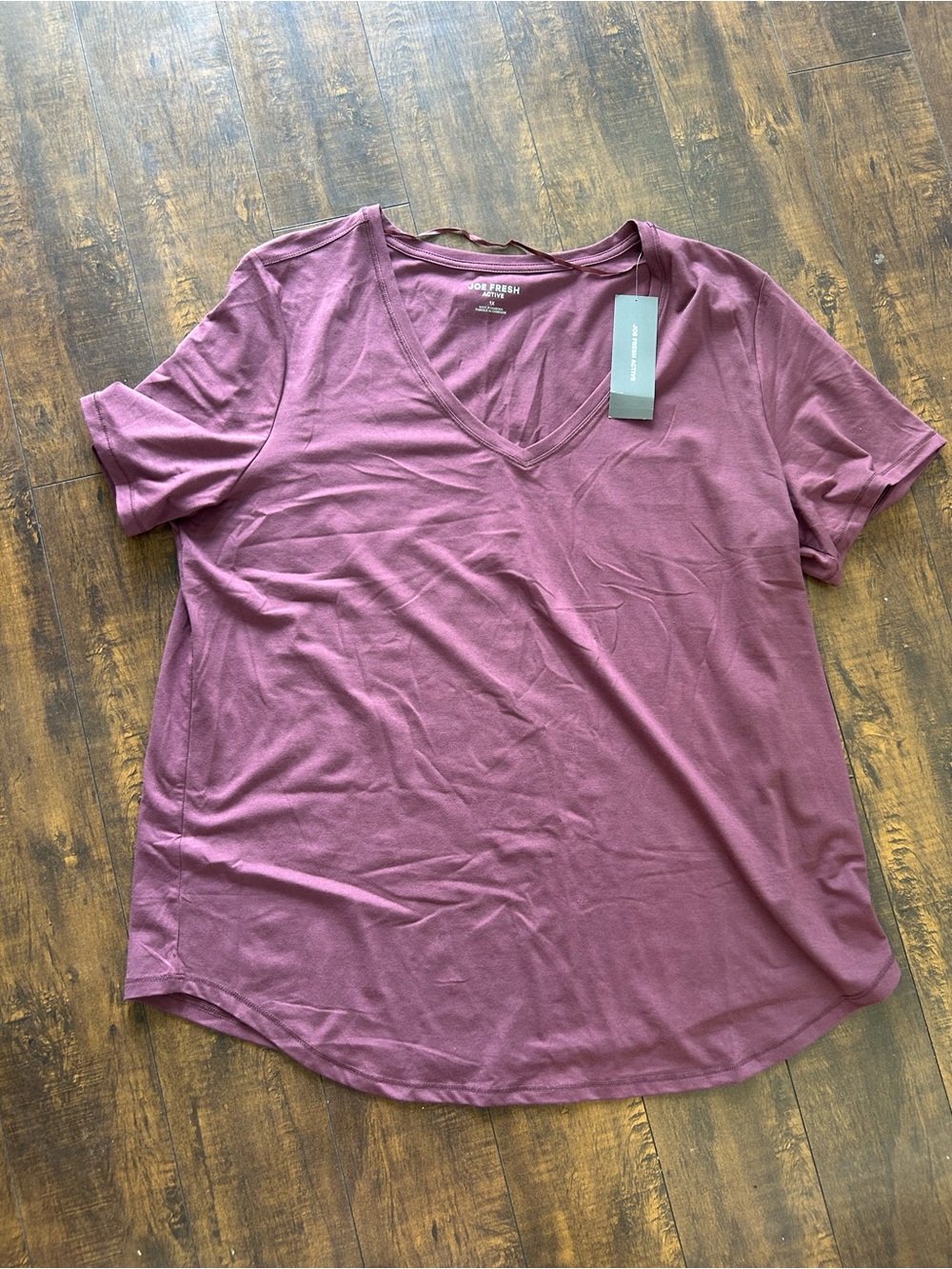 Joe Fresh V-Neck Short Sleeve Tee in Dusty Plum